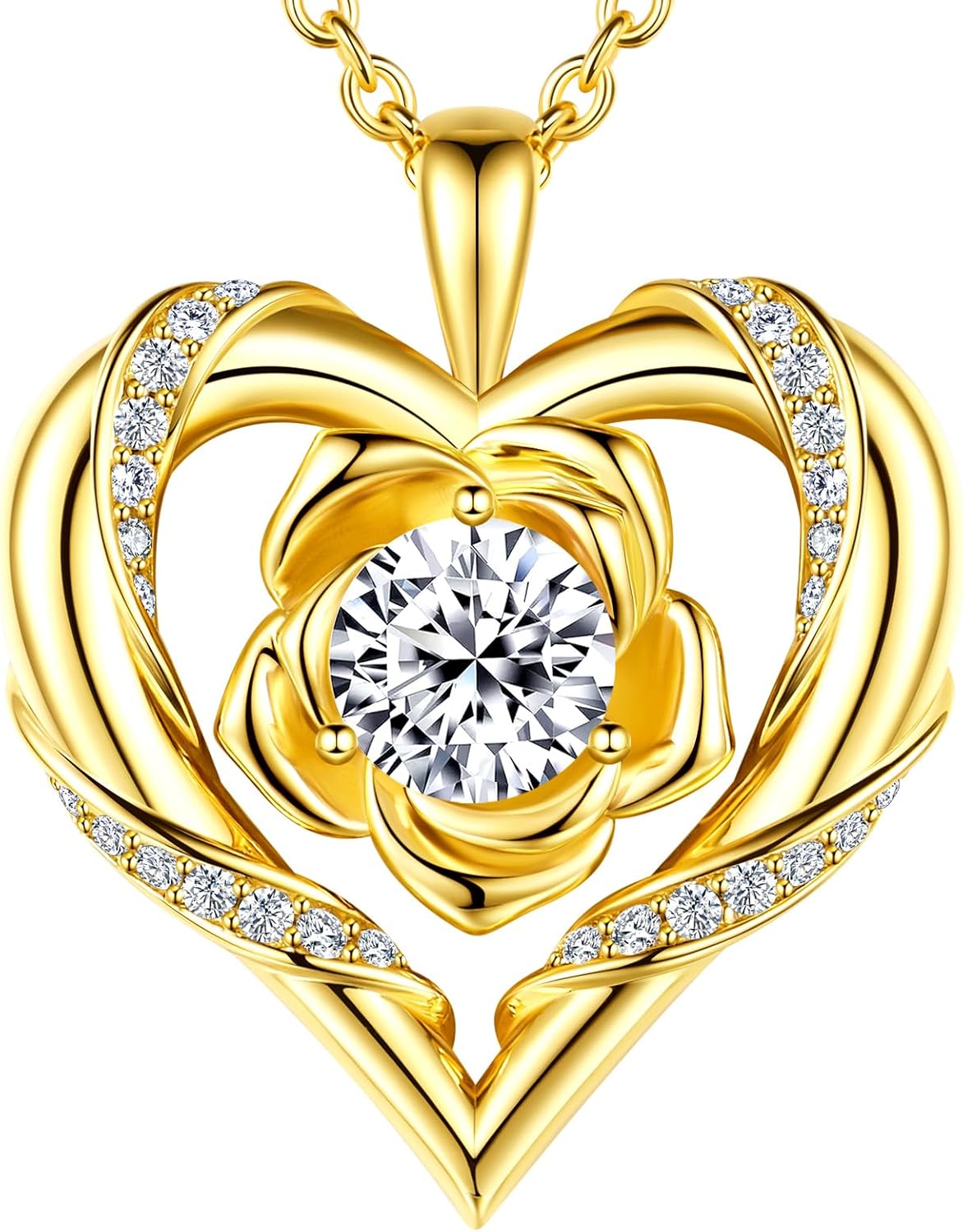 Heart Moissanite Necklace S925 Silver Pendant for Women, 18K Gold Plated