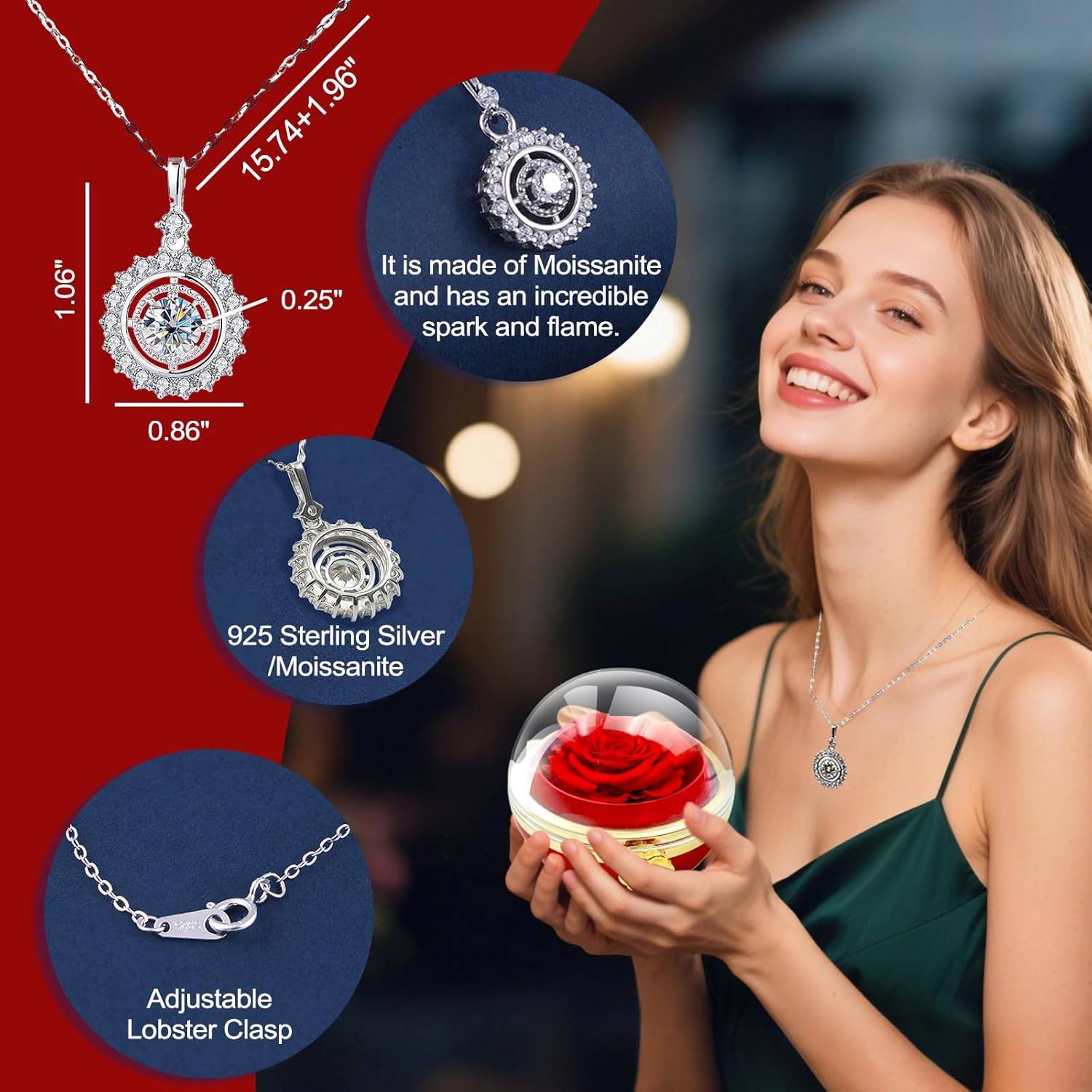 Everlasting Rose Necklace Gift