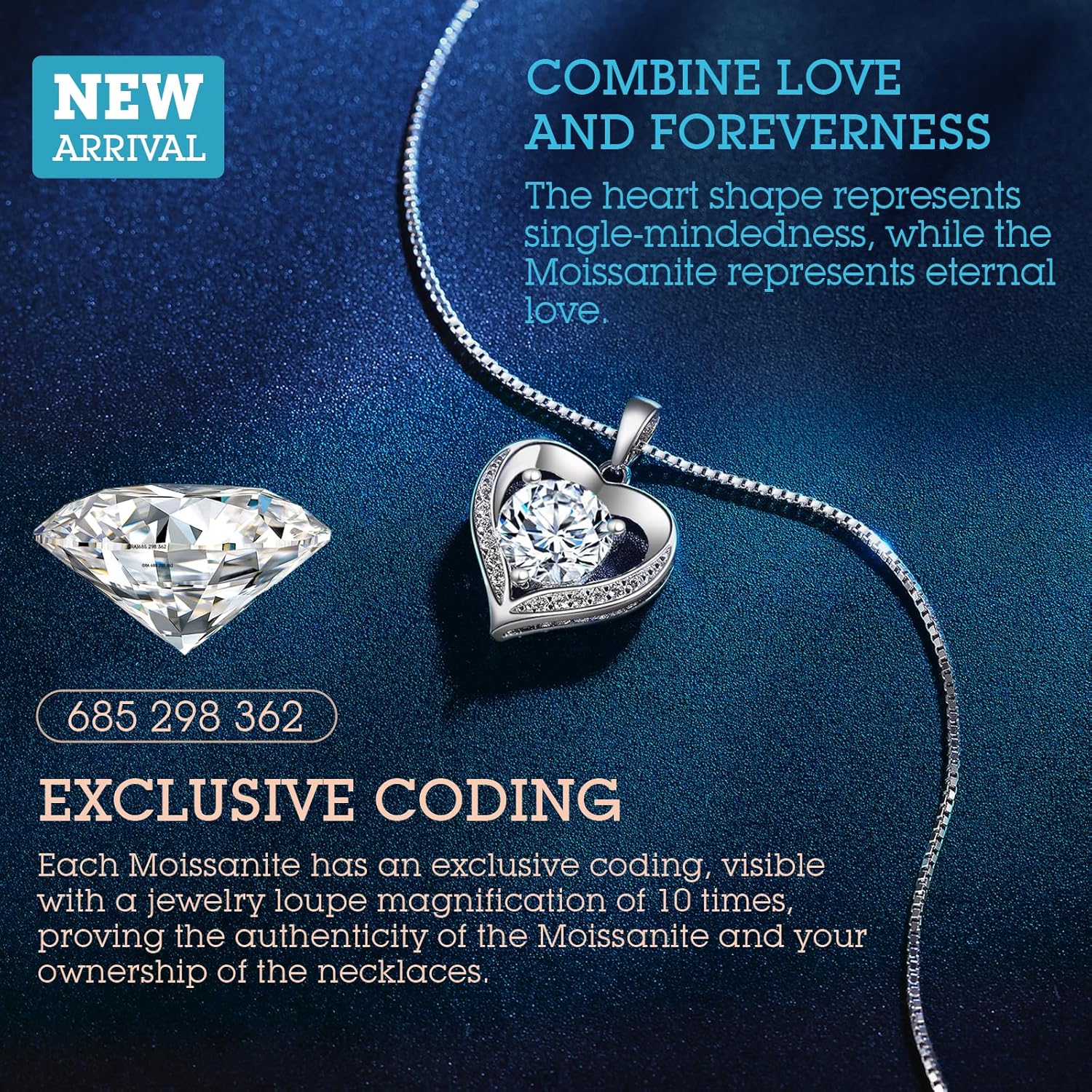 Heartfelt Silver Moissanite Necklace Engraved 'I LOVE YOU