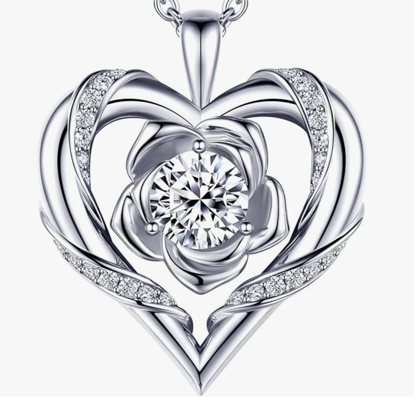 Heart Moissanite Necklace S925 Silver Pendant for Women, 18K Gold Plated